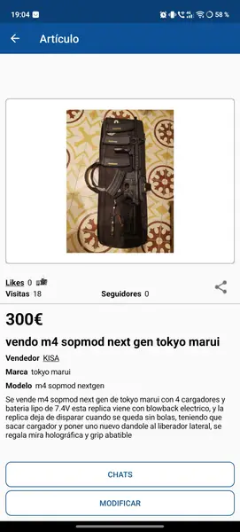 vendo m4 sopmod next gen tokyo marui