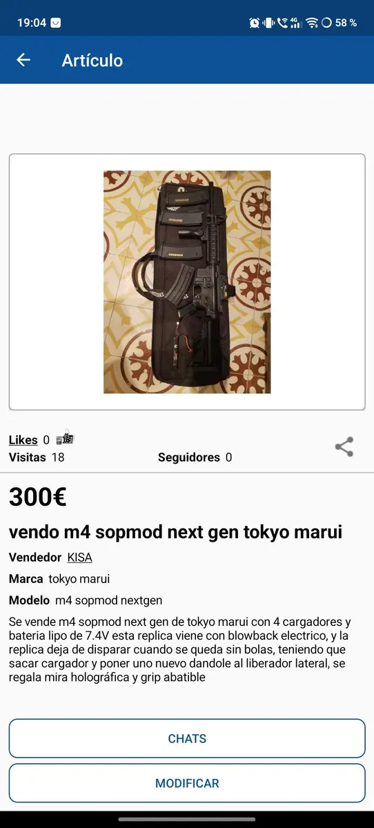 vendo m4 sopmod next gen tokyo marui — imagen 1